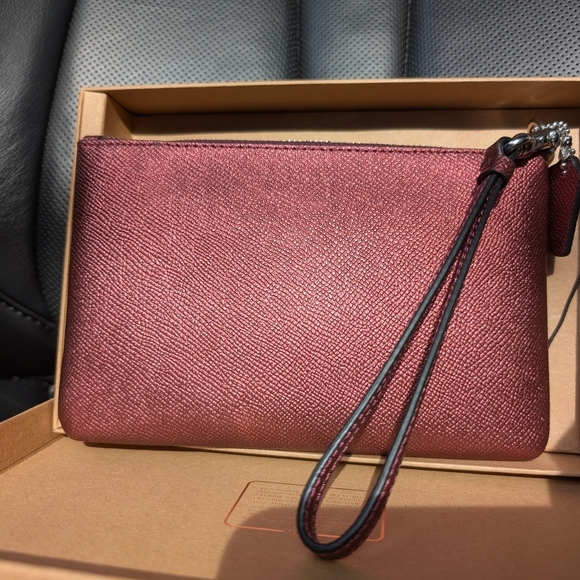 Coach Burgundy Metallic Wristlet NIB w/hangtag & Box 🔥 - Picture 2 of 6